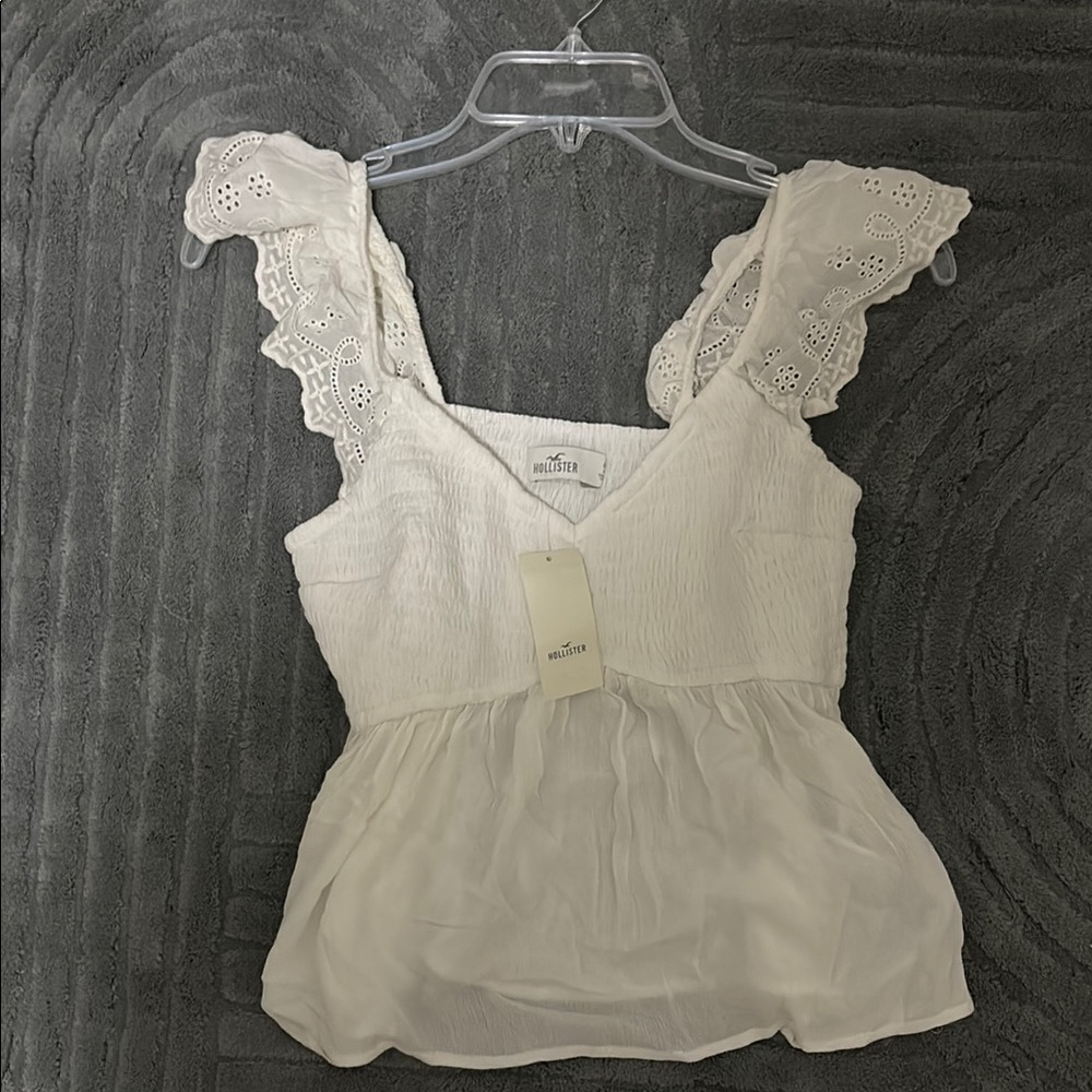 Hollister Cream Lace Strap Top